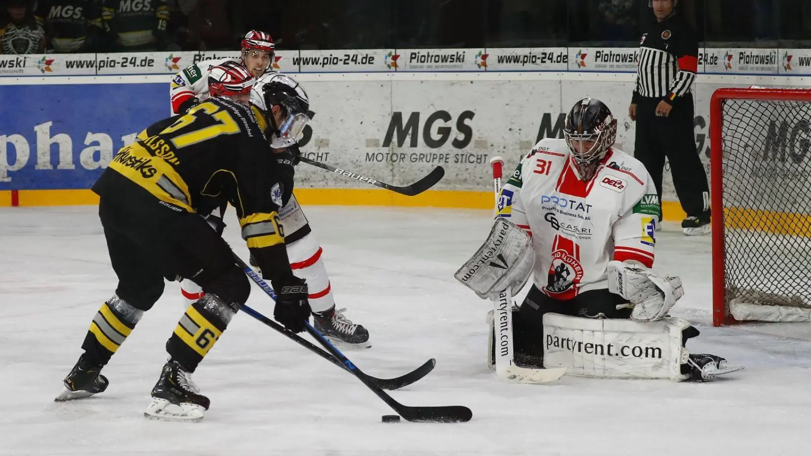 Tyler Gron und Co. unterlagen den Lausitzer Füchsen auswärts mit 3:5. (Foto: Peter Kolb (Archiv))