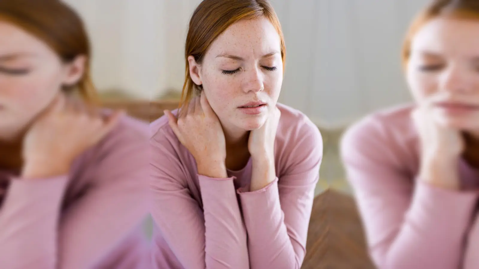 Woman with hands on neck (Foto: djd/Hermes Arzneimittel/Pixland/Jupiterimages)