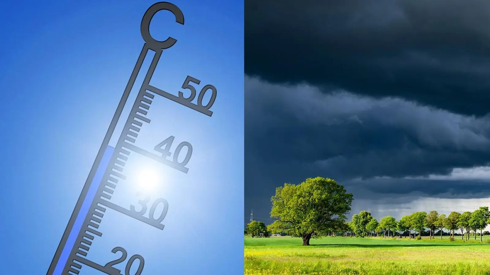 In Bayreuth ist das Wetter weiter heiß. Das ändert sich zum Wochenende. (Foto: Symbolbild: geralt/BernhardJaeck (Montage))