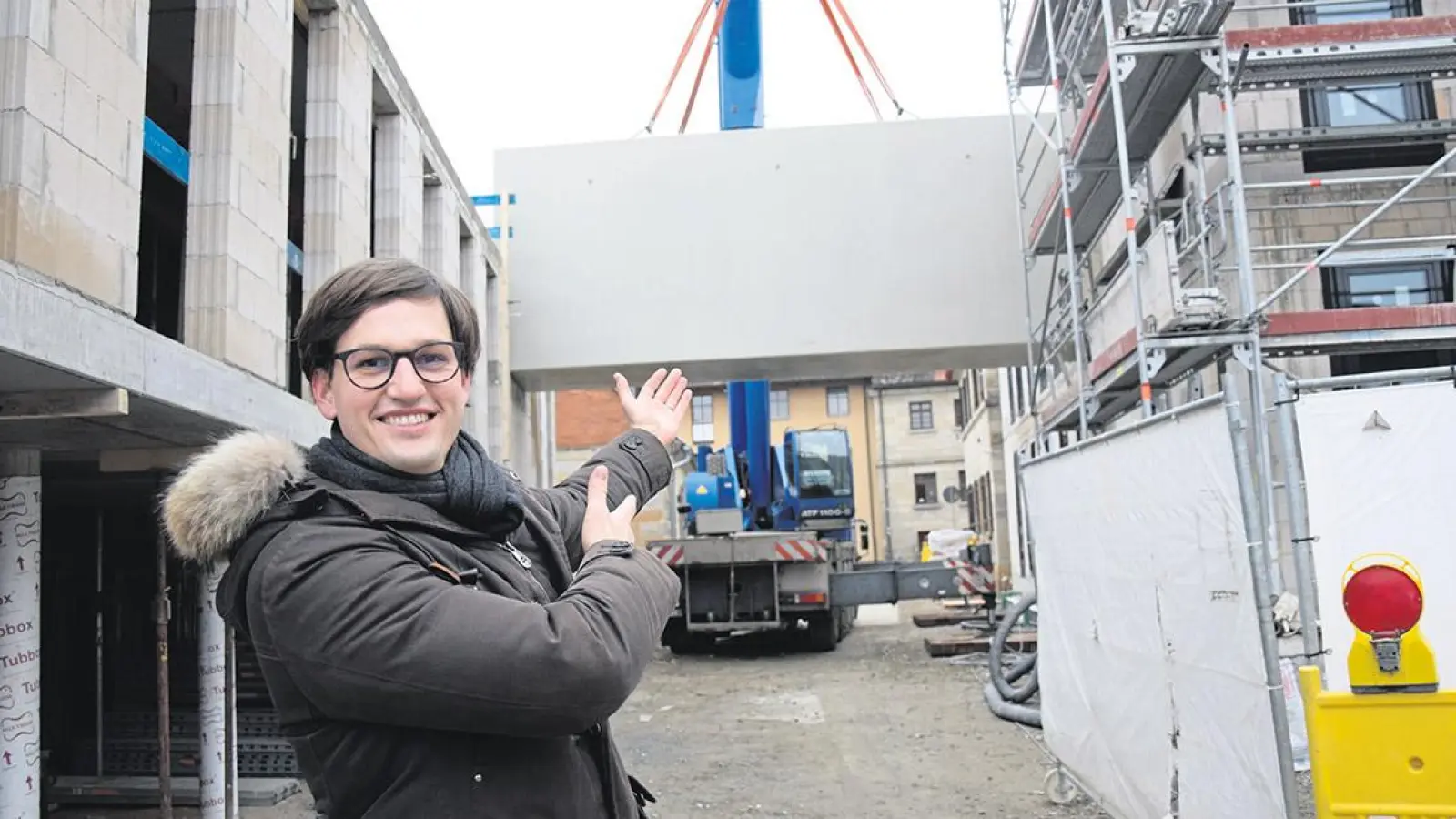 Nachrichten Bayreuth: Verbindungsbrücke eingebaut (Foto: Jessica Mohr)