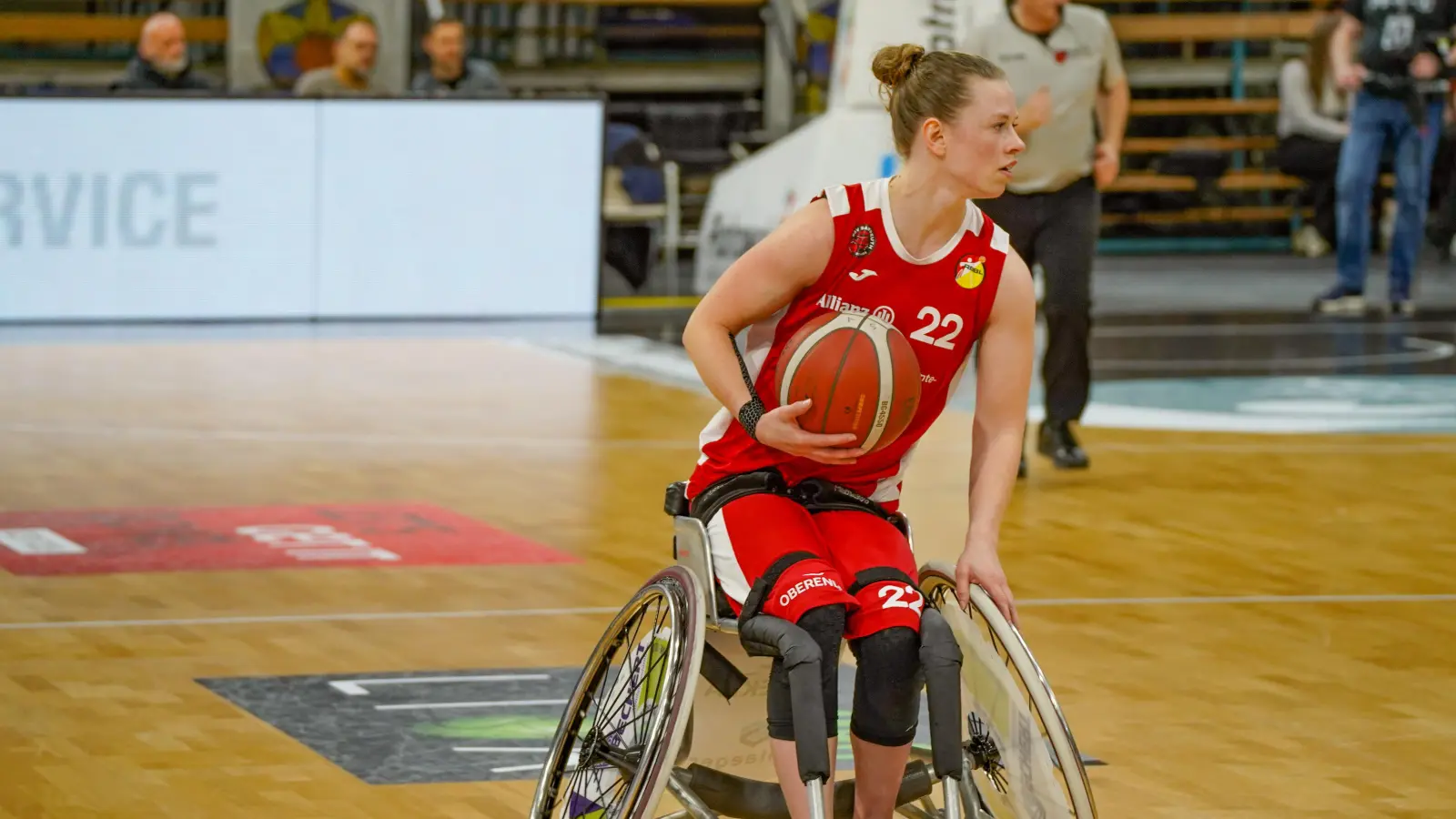 Dagmar van Hinte (Bild, hier im Heimspiel gegen die München Iguanas) war mit zehn Punkten Topscorerin des RSV Bayreuth im Spiel bei den Rhein River Rhinos. (Foto: Archiv/Stefan Dörfler)