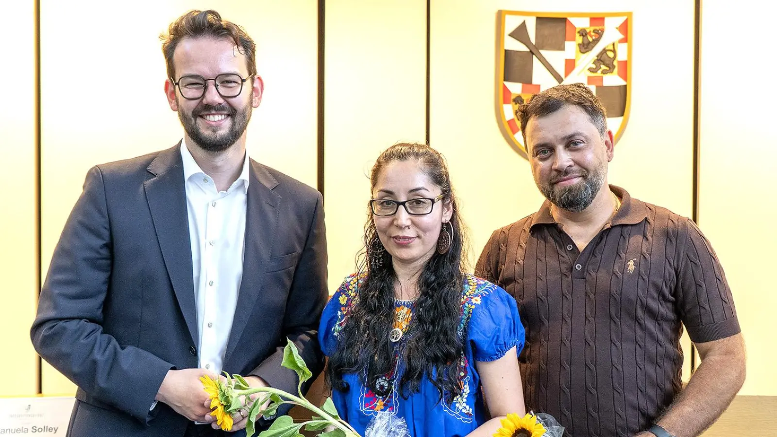 V.l.: Oberbürgermeister Andreas Zippel, Gulijamin Simayi und Boris Malzer. (Foto: Foto: Stadt Bayreuth)
