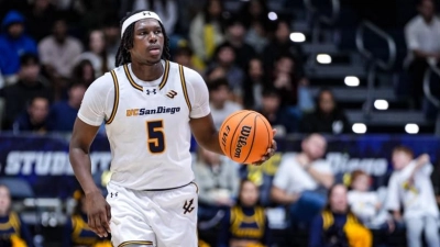 Emanuel Prospere (hier noch im Trikot der University of California San Diego) verstärkt in der kommenden Spielzeit 2026/27 das Zweitbundesliga-Team von Medikamente per Klick Bayreuth. (Foto: MpK Bayreuth/Jae Choi)