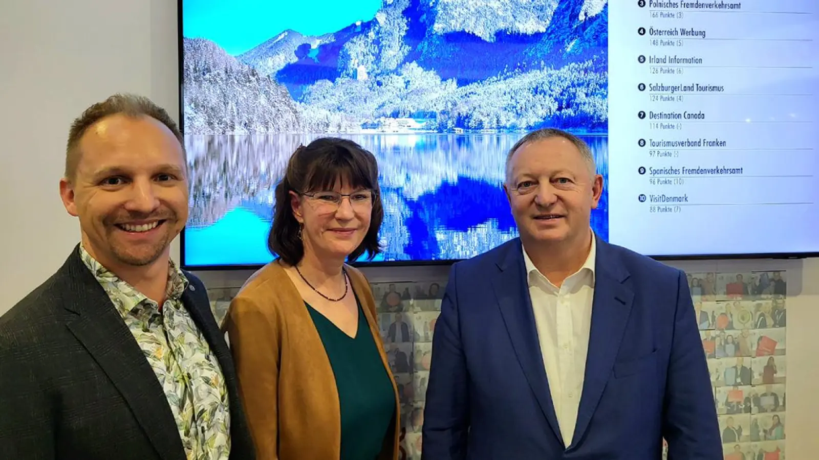 Von links: Jörg Hentschel (Referent der Geschäftsführung), Angelika Schäffer (Geschäftsführerin) und Landrat Thomas Bold (Vorsitzender des Tourismusverbandes Franken). (Foto: FrankenTourismus)