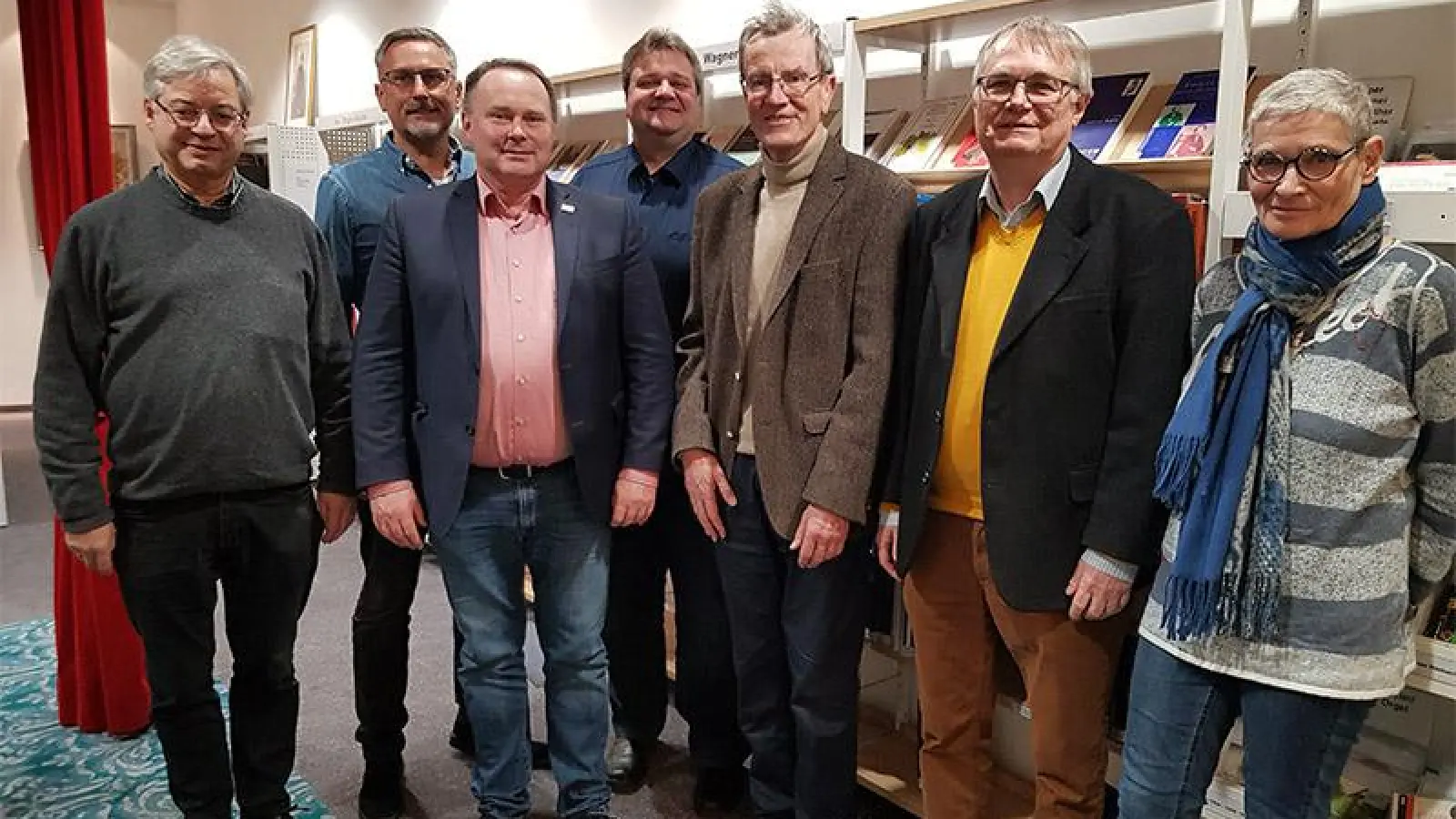 V.l.n.r.: Revisor Manfred Albinger, Schatzmeister Markus Gottwald, stellvertretender Vorsitzender Thomas Bauske, Beisitzer Hans-Georg Unglaub, Vorsitzender Dr. Harald Rehm, Beisietzer Dr. Wolfgang Richter und Schriftführerin Irene Hamel (Foto: red)