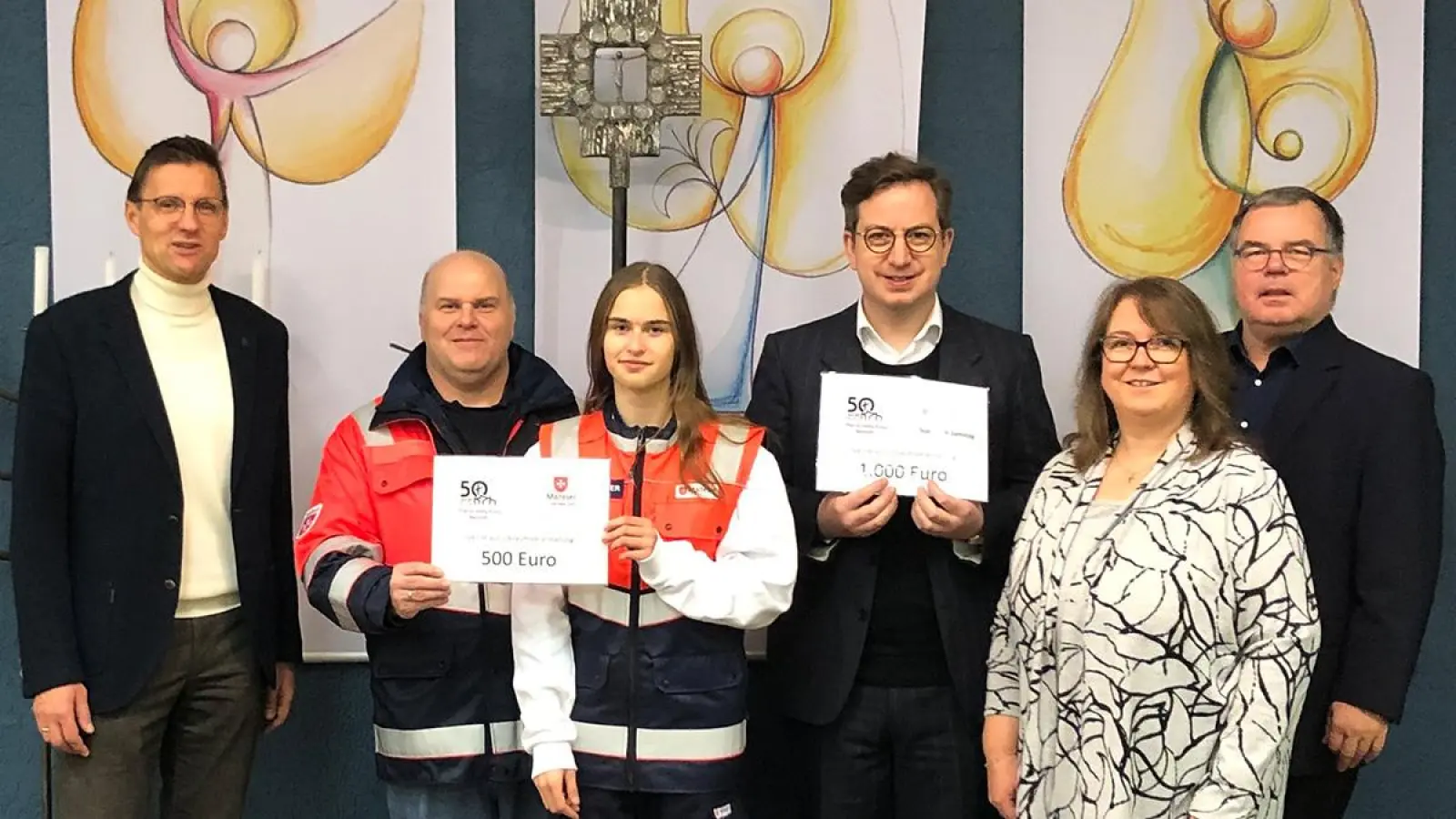 V.l. PGR-Vorsitzender Jürgen Stadter, Michael Danner und Katharina Loher von den Maltesern in Bayreuth, Pfarrer Dr. Christian Steger, PGR-Vorsitzende Andrea Berger, Leitender Pfarrer Heinrich Hohl. (Foto: red)