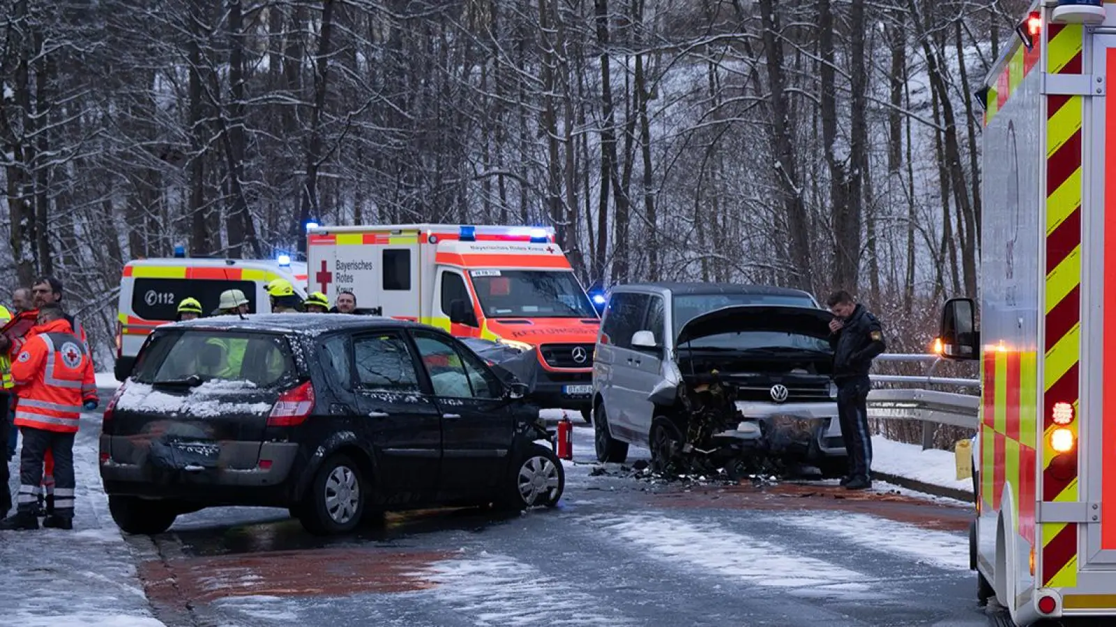Unfall in Warmensteinach am 6. März 2023. (Foto: BRK-Kreisverband Bayreuth)