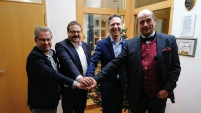 Da war die Freie Wähler-Welt noch in Ordnung: Martin Dannhäußer, Klaus Meyer, Florian Wiedemann und Hans Hümmer (von links) bei der Nominierung des Hummeltalers Wiedemann zum Landratskandidaten im Jahr 2019. (Foto: red)