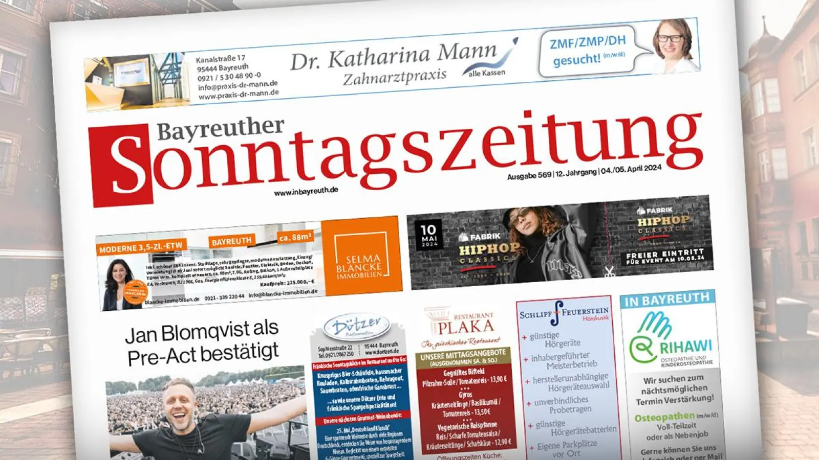 Die Bayreuther Sonntagszeitung vom 5. Mai 2024. (Grafik: red)