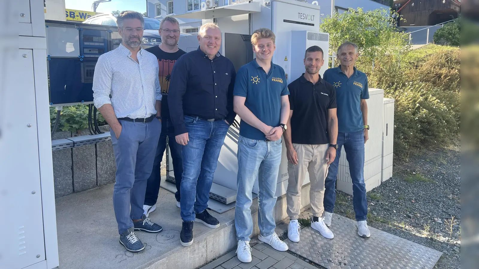 V.l.: Marcus Borke / Tesvolt AG, Sebastian Born / Energieagentur Nordbayern GmbH, Markus Suttner / Wertvolt GmbH, Tim Wild / SBC Franken GmbH, Andreas Grass / Solarsan GmbH und Michael Wild / SBC Franken GmbH.  (Foto: jm)