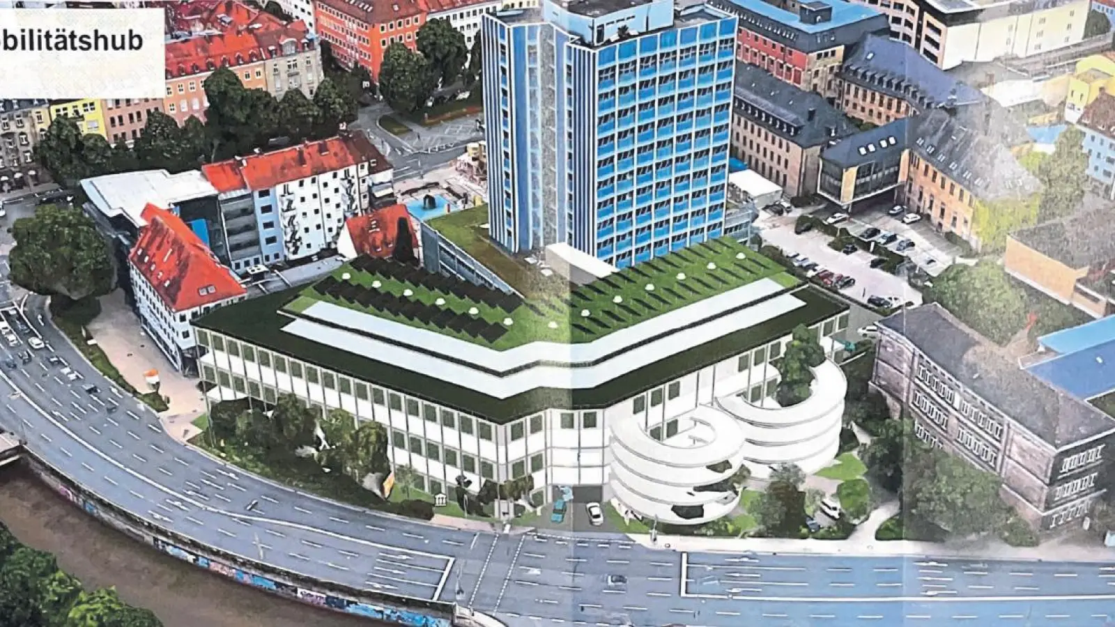 So könnte der Rathausparkplatz in Bayreuth in Zukunft aussehen. (Foto: Visualisierung Deyerling)
