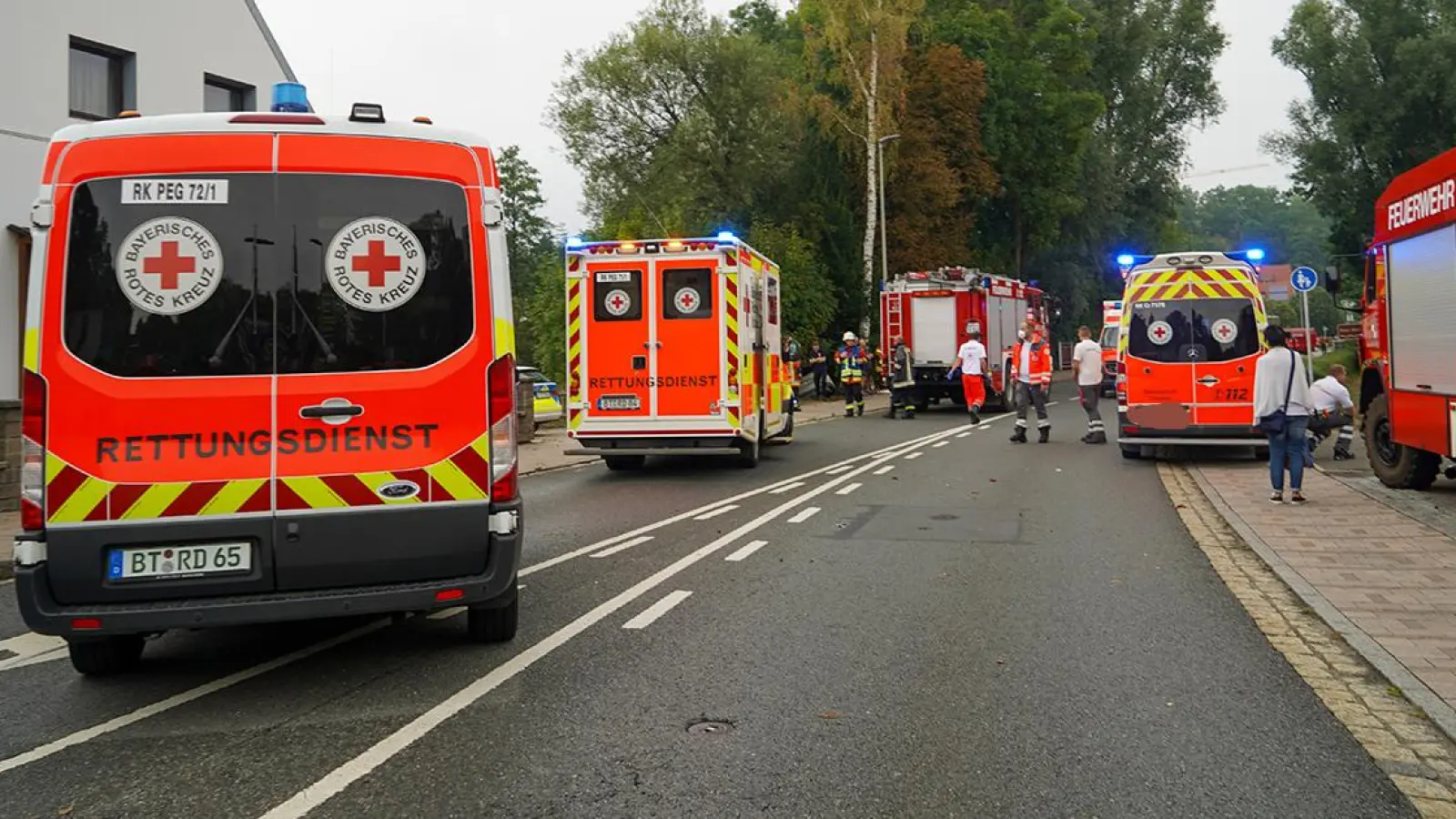 Der Unfallort in Creußen am Samstagnachmittag. (Foto: BRK-Kreisverband Bayreuth)