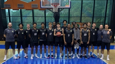 Das Team des BBC Bayreuth beim Testspiel gegen den tschechischen Erstligisten USK Prag. (Foto: BBC Bayreuth)