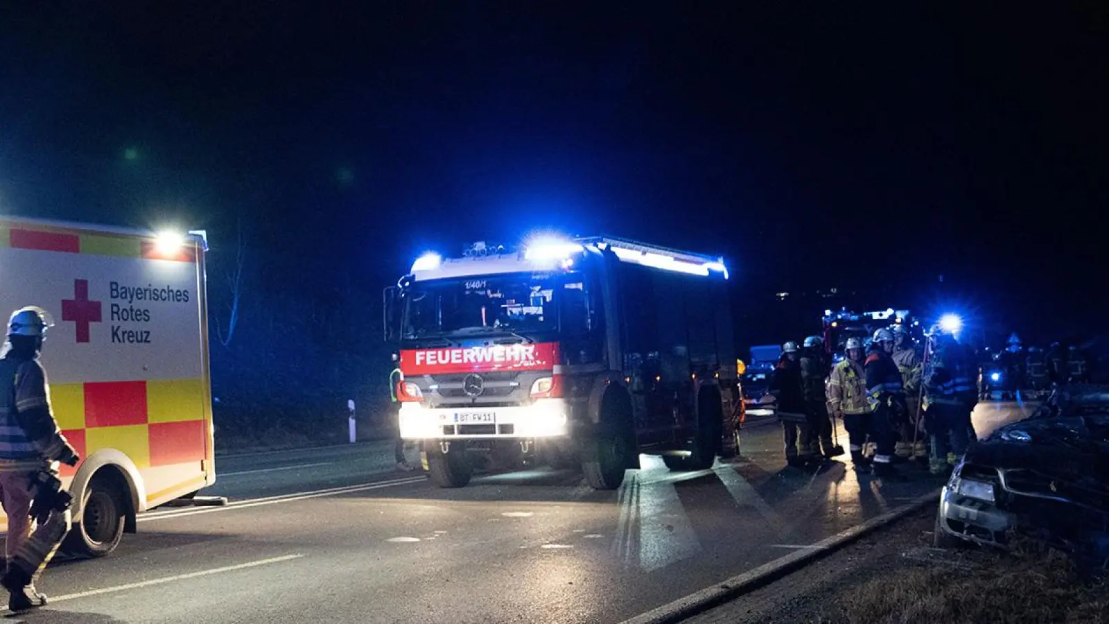 Unfall auf der Äußeren Nürnberger Straße in Bayreuth. (Foto: BRK-Kreisverband Bayreuth)
