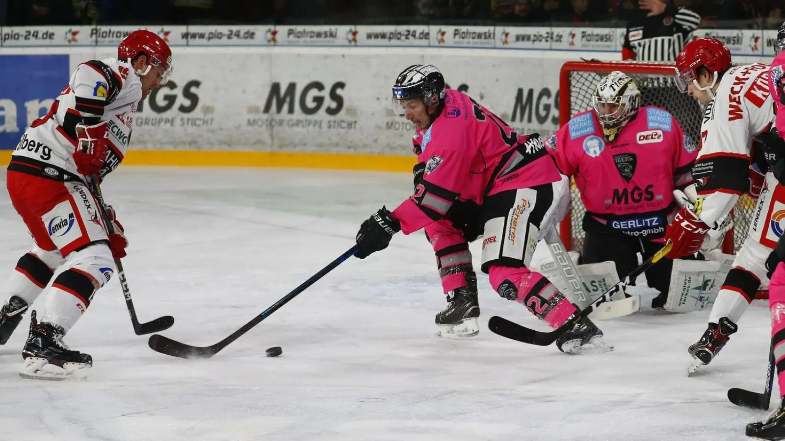 Na also! Nach sieben Niederlagen punkten die Bayreuth Tigers um Tomas Schmidt wieder. (Foto: Peter Kolb)
