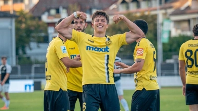 Nach dem 1:0 durch Patrick Scheder hatte die SpVgg Bayreuth gegen Burghausen noch Grund zum Jubeln. (Foto: SpVgg Bayreuth/Simon Helfensdörfer)