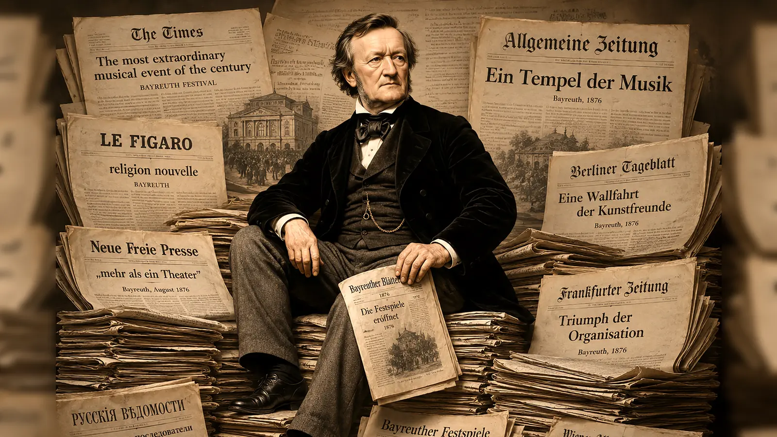 Richard Wagner und seine Festspiele im Spiegel von 150 Jahren Berichterstattung. 	 <br> (Foto: KI-generiert)