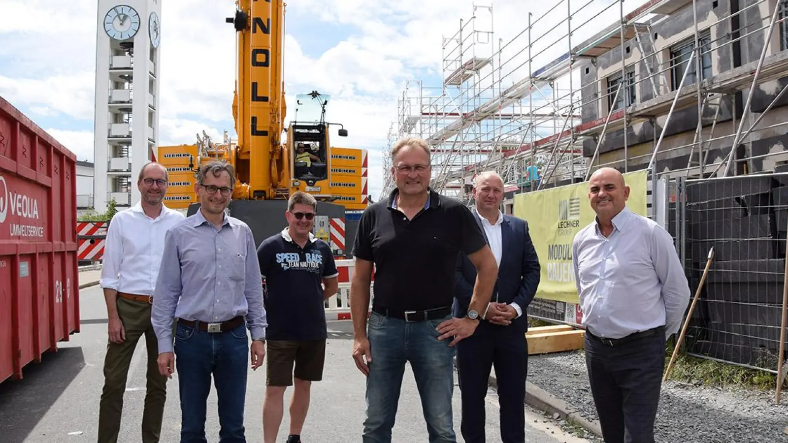Für den Bau verantwortlich: v.l. Frank Otters, Markus-Patrick Keil, Roland Peusel, Uwe Langhammer, Dr. Derrek Eisert und Bernd Lechner. (Foto: Jessica Mohr)