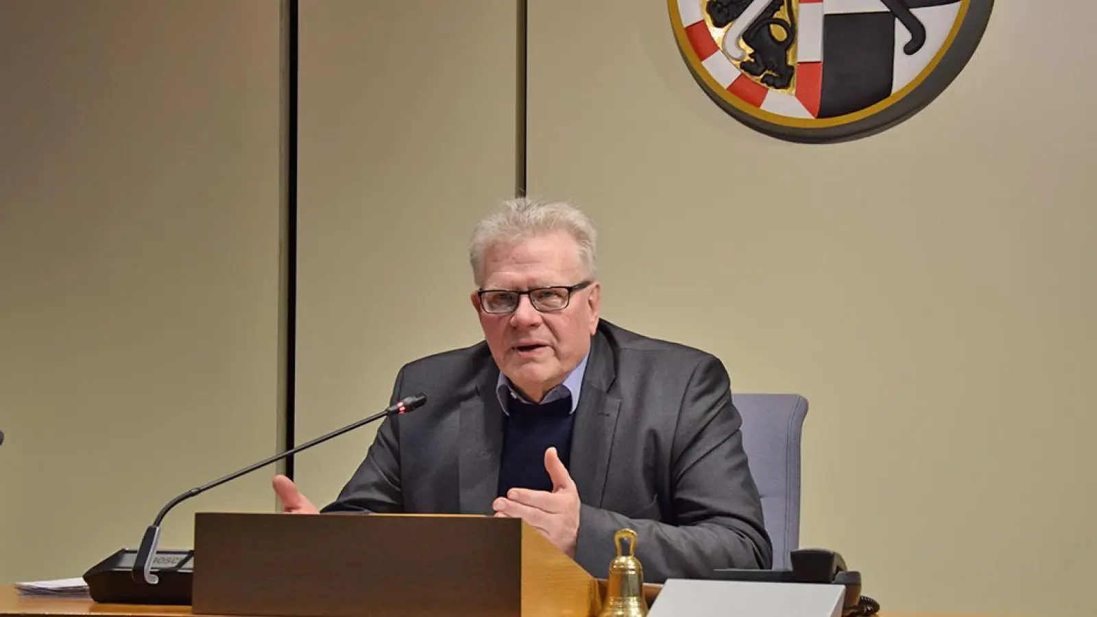 Bayreuths Oberbürgermeister Thomas Ebersberger bei der Jahrespressekonferenz am 11. Januar 2023. (Foto: Lenkeit)