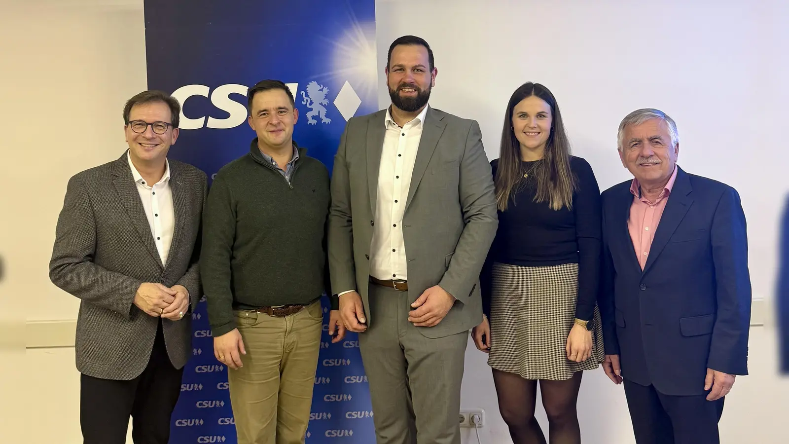 MdL und CSU-Kreisvorsitzender Franc Dierl, CSU-Landratskandidat Dr. Lars Peetz, Bürgermeister(kandidat) Christian Brunner, Ortsvorsitzende der CSU Bindlach Annemarie Schirmer und Ortsvorsitzender der CSU Ramsenthal Werner Fuchs. (Foto: CSU Bindlach)