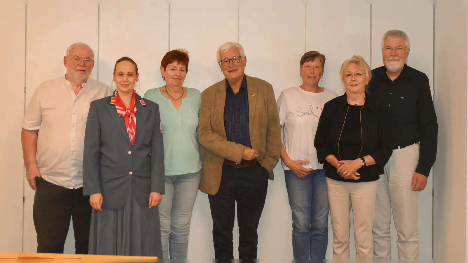 Der gewählte Arbeitsausschuss des Seniorenbeirats der Stadt Bayreuth: (v. li.) Harald Maier, Michaela Beuschel, 2. Vorsitzende Renate Kraus, 1. Vorsitzender Klaus Hamann, Doris Hertlein, Brigitte Wehrfritz und Dr. Michael Schüler. (Foto: Stadt Bayreuth)