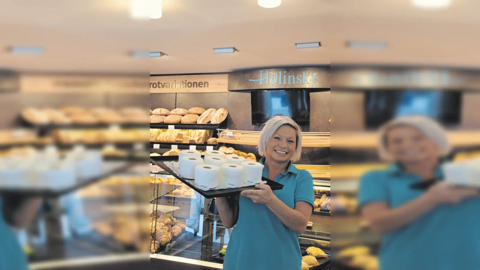 Inhaberin der Bäckerei Hulinsky Katja Westphal mit der neuen Kuchencreation. (Foto: gmu)