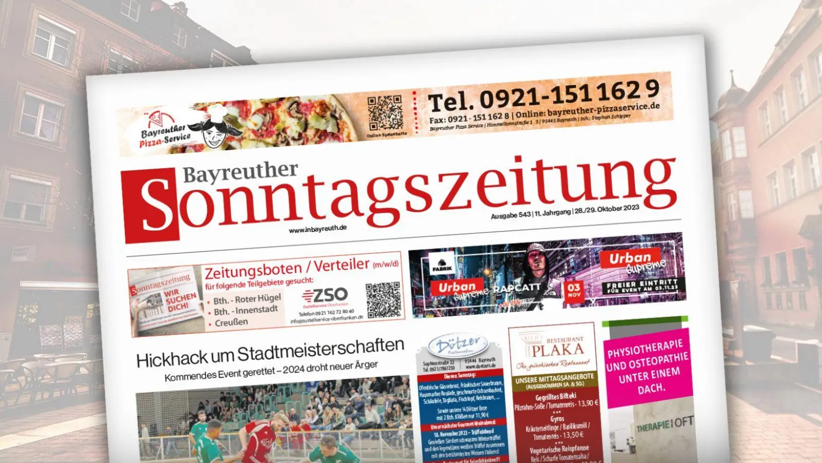 Die Bayreuther Sonntagszeitung vom 29. Oktober 2023. (Foto: red)