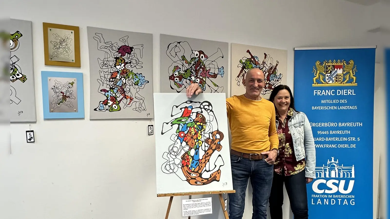 Den Anfang macht Bernd Wagner aus Speichersdorf, der bis Ende April seine abstrakten Bilder im Bayreuther Bürgerbüro von Franc Dierl ausstellt.  (Foto: red )
